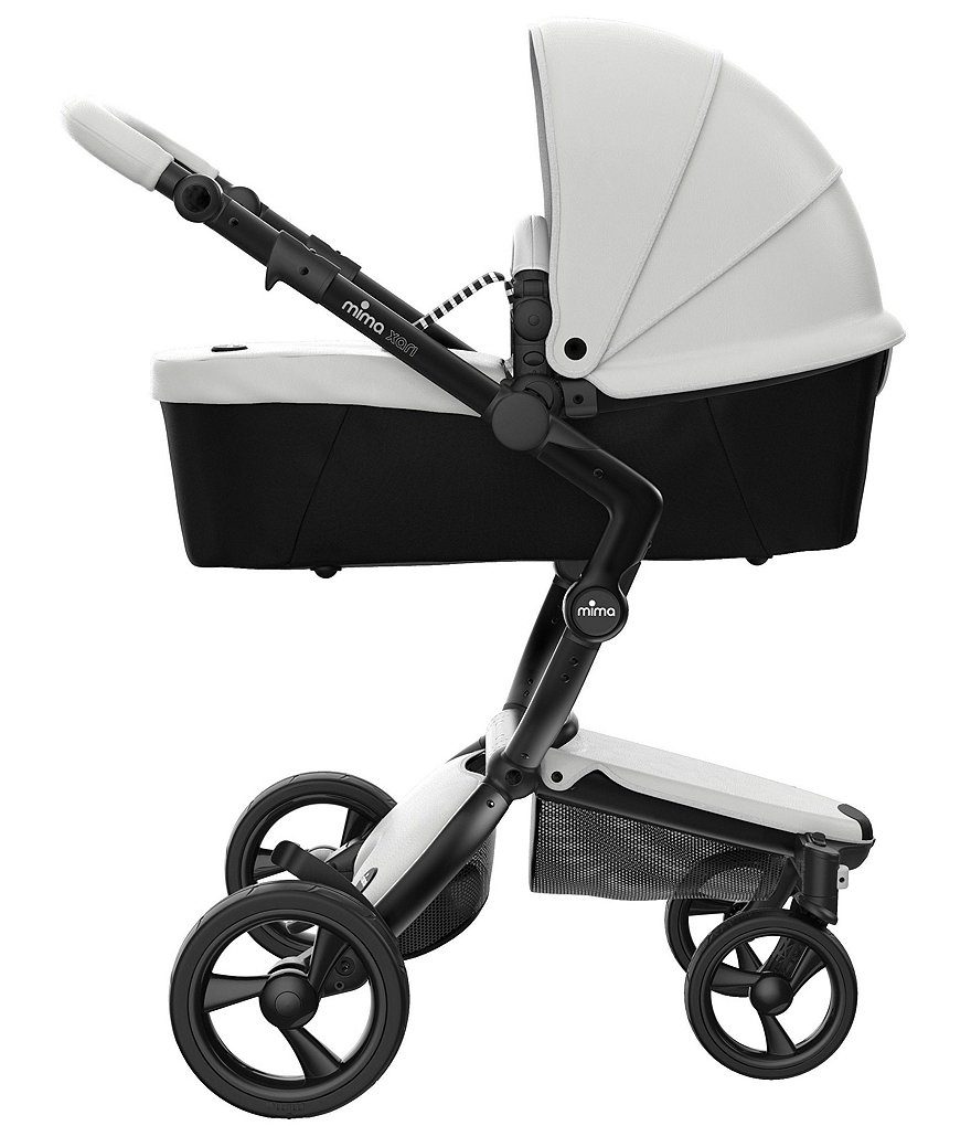 Mima Xari Stroller - Black Chassis with Snow White Reversible Seat and Carrycot