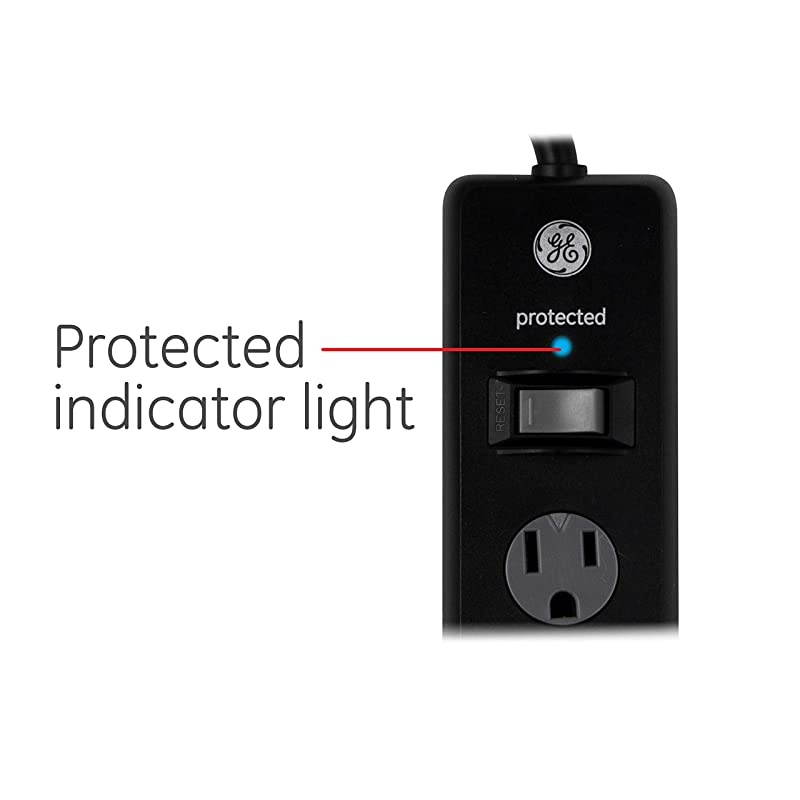 UL Listed, Black, 6 Outlet Sur Protector, 8 Ft Extension Cord, Power Strip, 1300 Joules, Twist-To-Close Safety Covers, 33662, 8 ft, 8 Ft