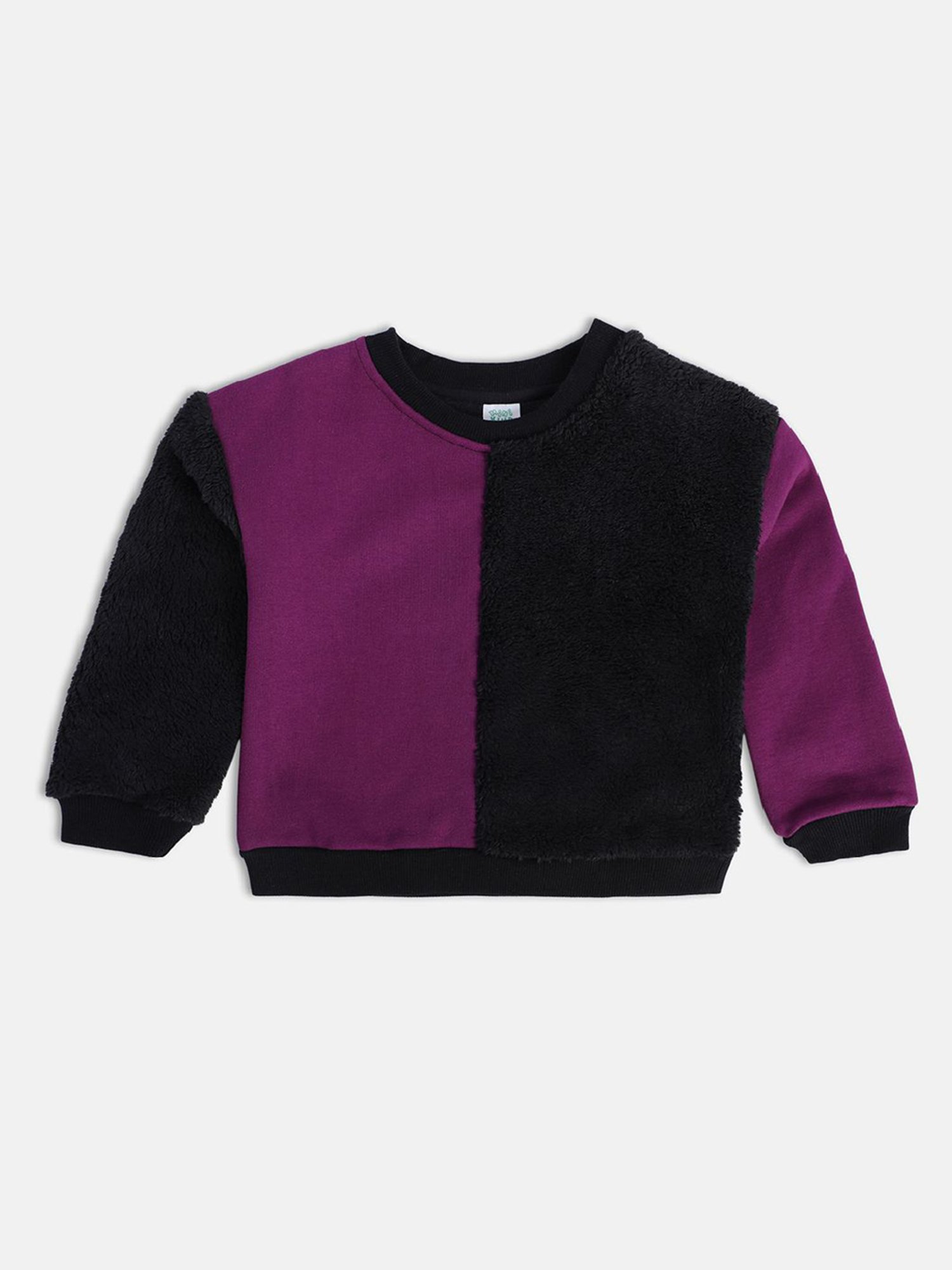 MINIKLUB Kids Black Color Block Full Sleeves Sweater