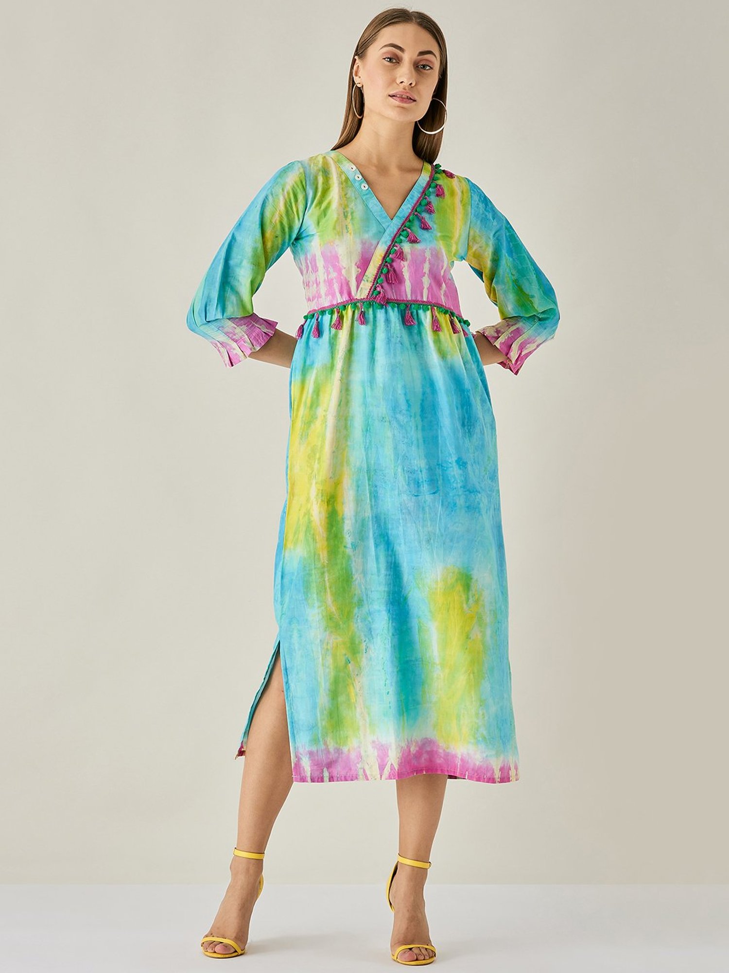 The Kaftan Company Blue Tie-Dye Dress