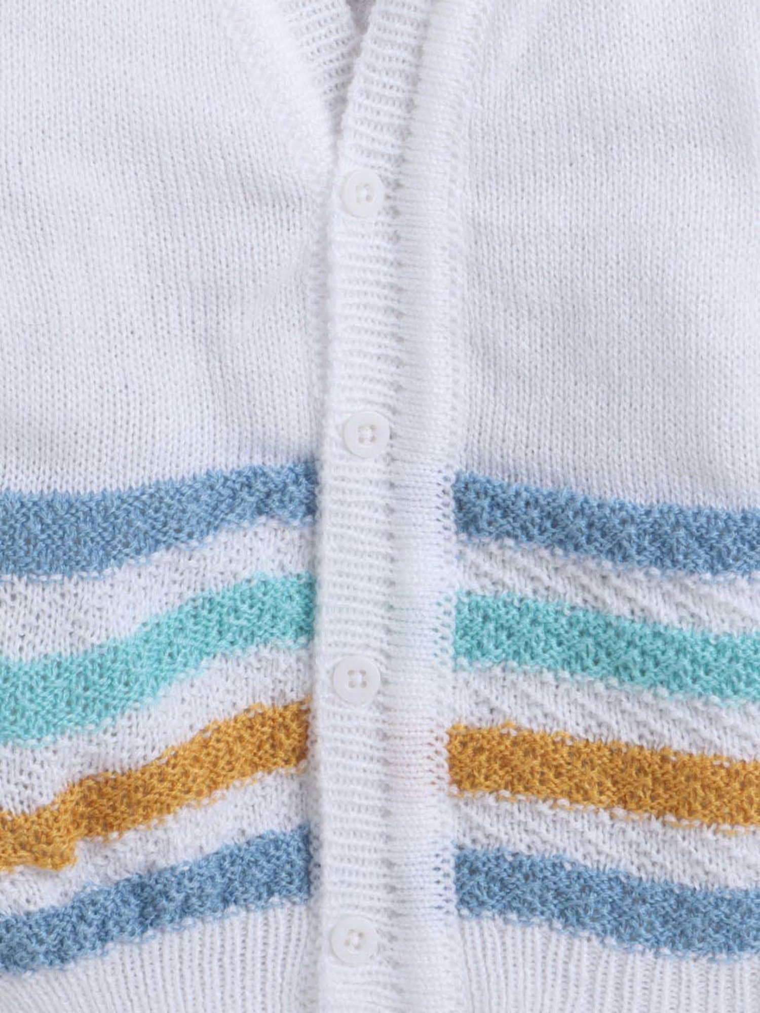 Little Angels Kids White & Blue Striped Full Sleeves Sweater Set