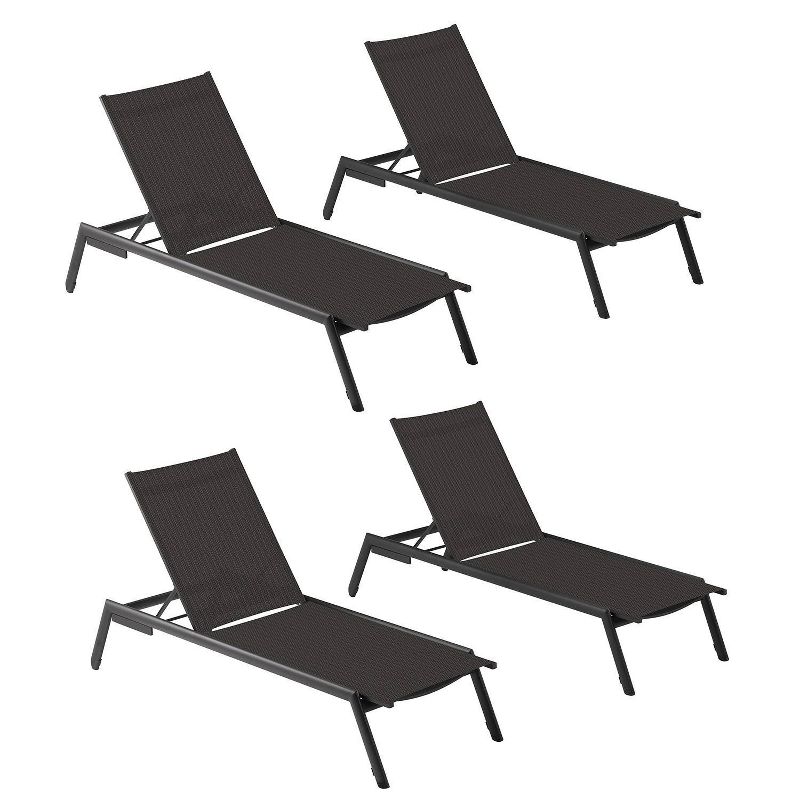 4pk Eiland Armless Chaise Lounge Black - Oxford Garden