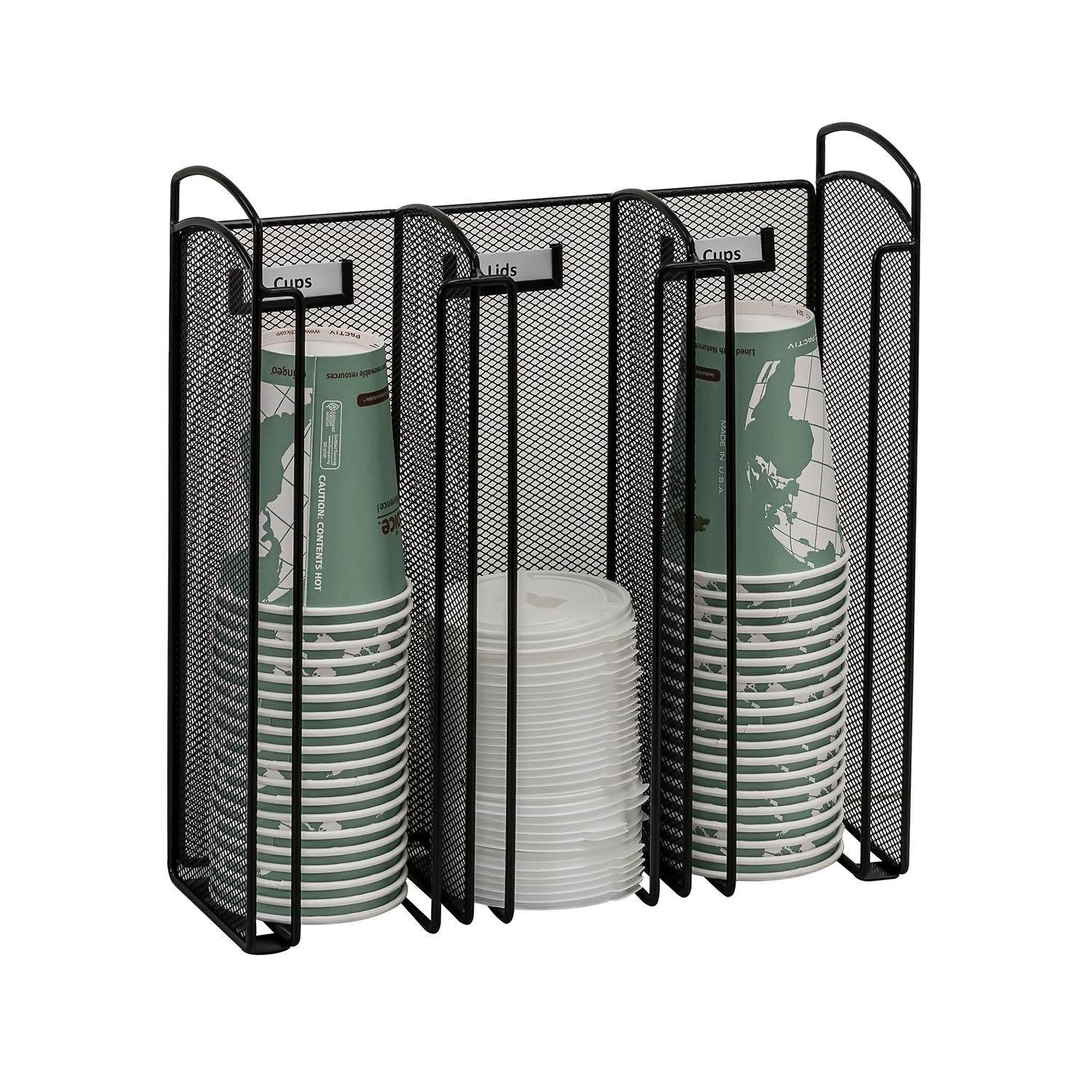 Safco Onyx Mesh Cup and Lid Holder, Black-BL