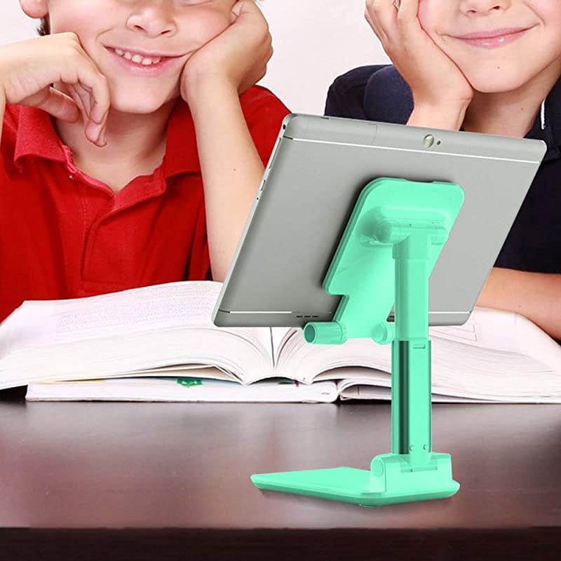 Portable Cell Phone Stand for Desk Adjustable Foldable Tablet Mount Mobile Phone Holder for Desktop Bed Compatible with All Smartphones Green