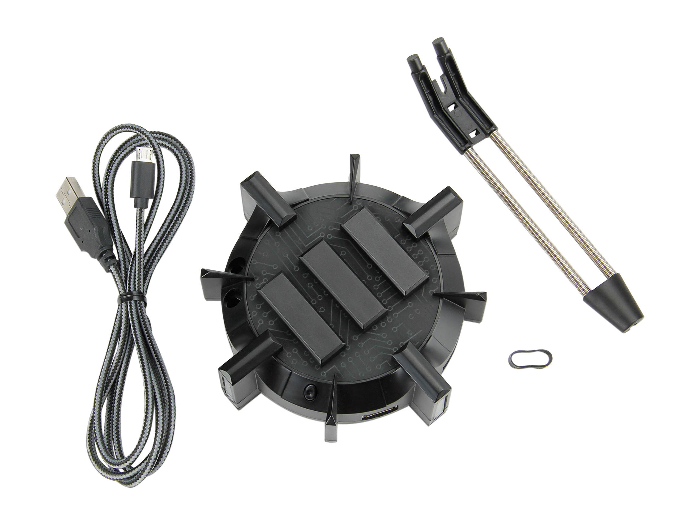 Enhance Pro Gaming Mouse Bungee Cable Holder - 4 Port Desktop USB Hub, 7 LED Modes, and increased Wire Management Support