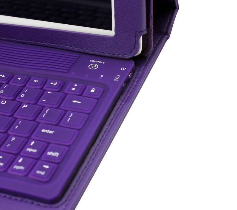 Silicone Bluetooth Keyboard Case For Apple iPad Air 2 / 1 Tablet, Slim PU Leather Folio Stand Case Cover + Soft QWERTY Keyboard