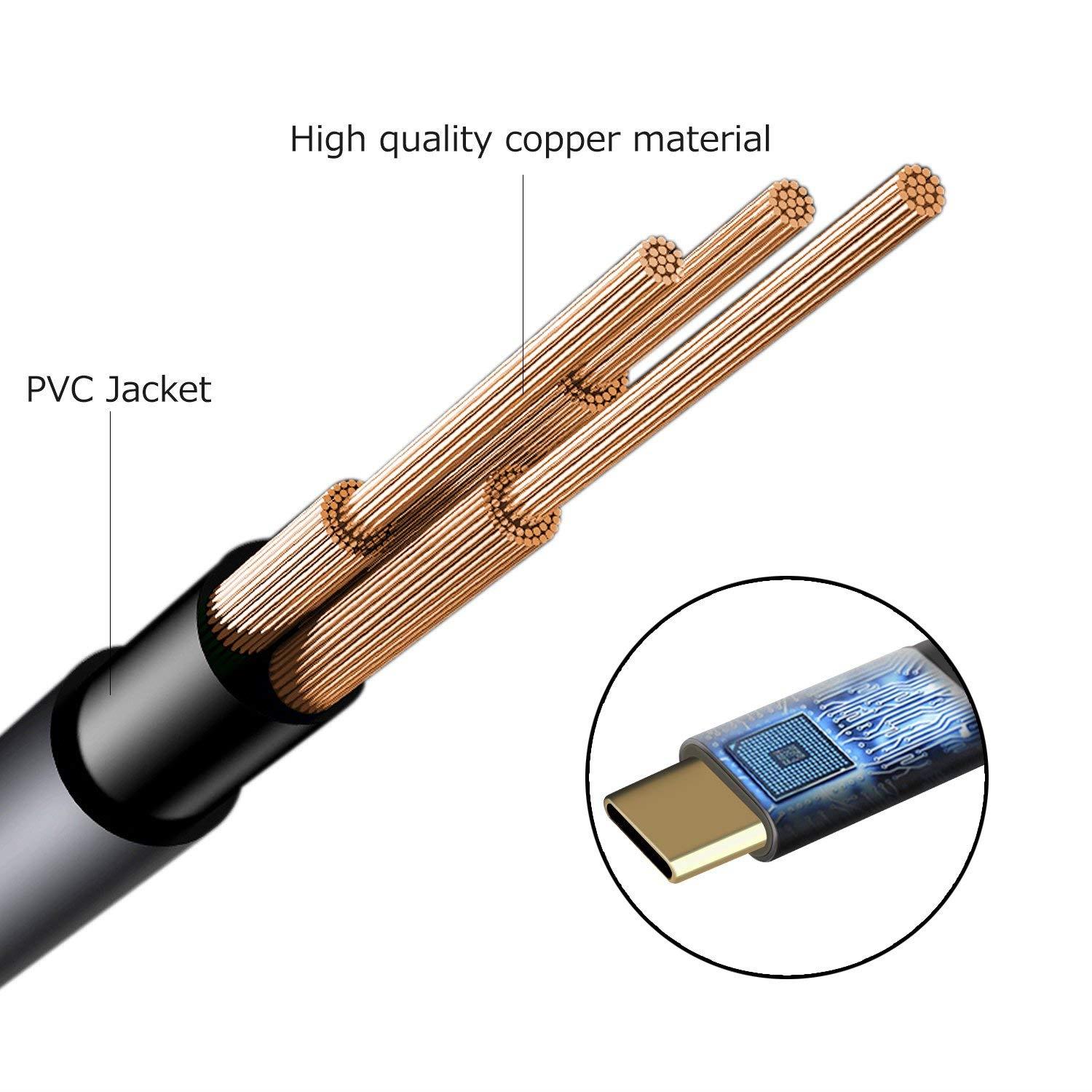 USB-C to 3.5mm Audio Cable, Duttek USB C to 3.5mm Male Headphone Audio Aux Adapter Type C to 3.5mm 4pole Car Aux Cord Special for Smartphone - 5ft