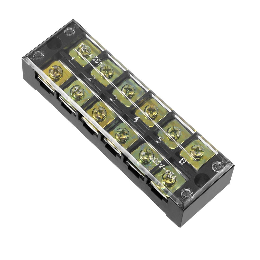 Dual Rows 6 Positions 600V 45A Cable Barrier Block Terminal Strip TB-4506L