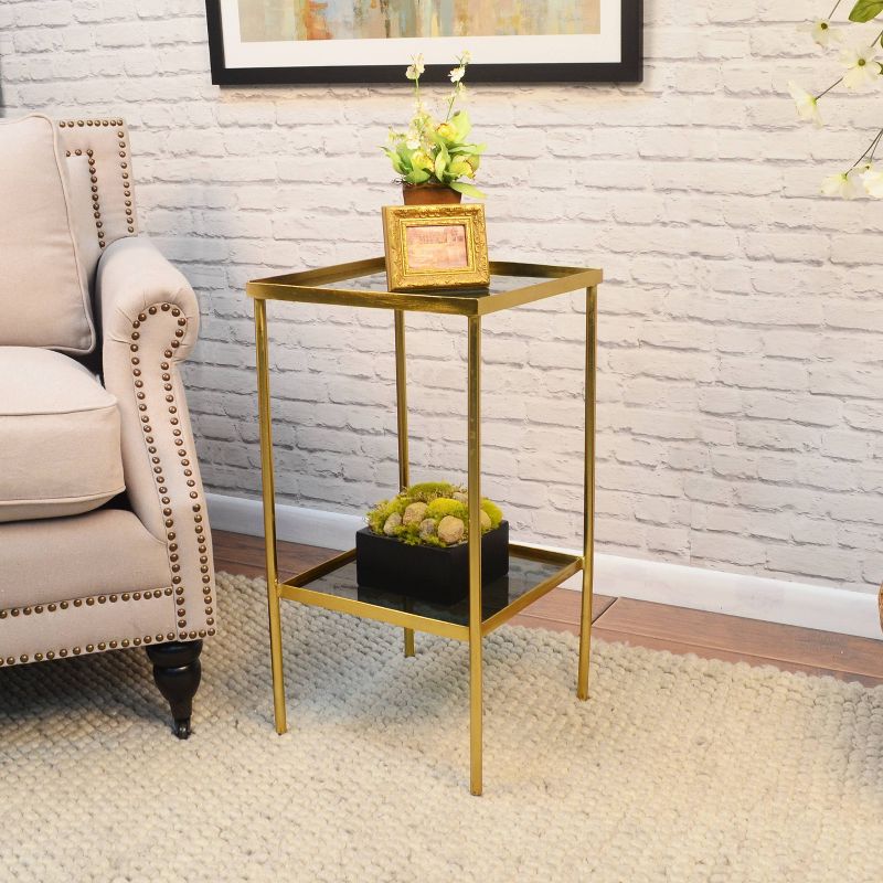 Shea Side Accent Table with Shelf Black/Gold - Carolina Chair & Table