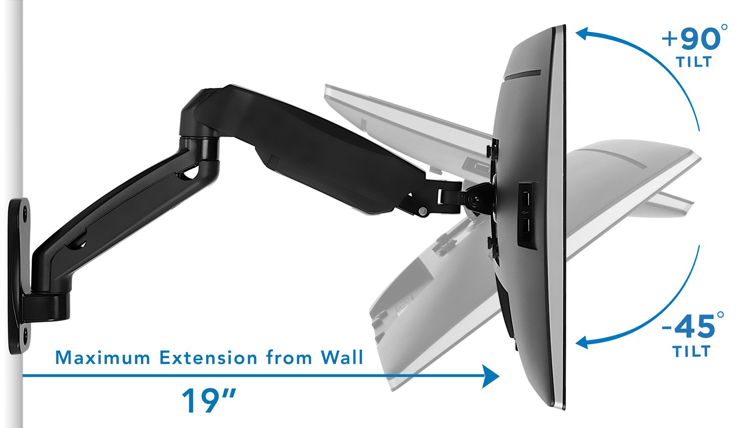 Mount-It! TV Monitor Wall Mount Arm | VESA Wall Mount Monitor Arm | Fits 17-32 Inch Screens