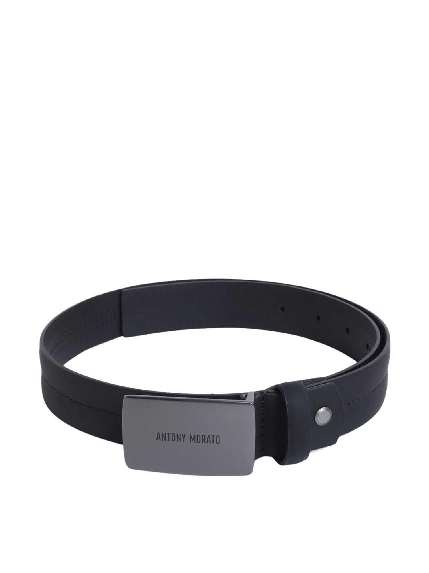 Antony Morato Black Leather Solid Waist Belt