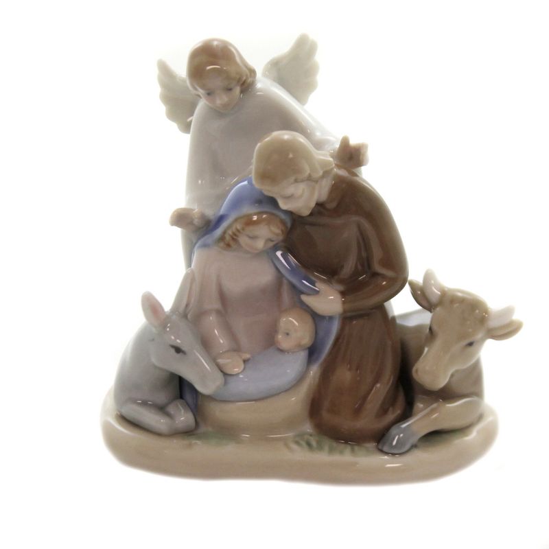 Religious 3.75" Angel With Holy Family Mary Joseph Jesus Cow Donkey  -  Decorative Figurines