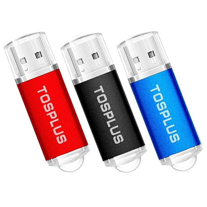 3Pack 32GB USB Flash Drives 32GB Thumb Drives Memory Stick Jump Drive (Black/Red/Light Blue)