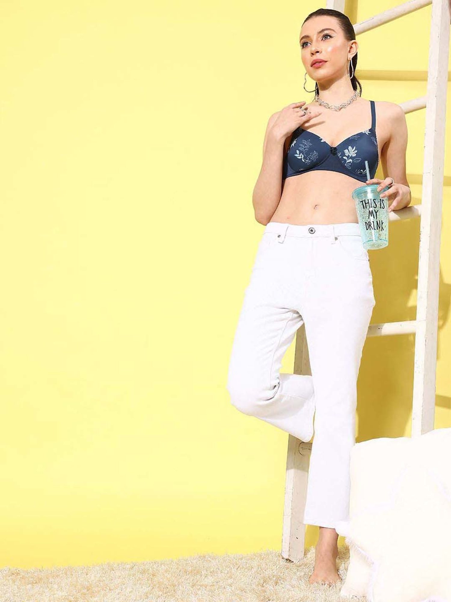 Leading Lady Blue Printed T-Shirt Bra