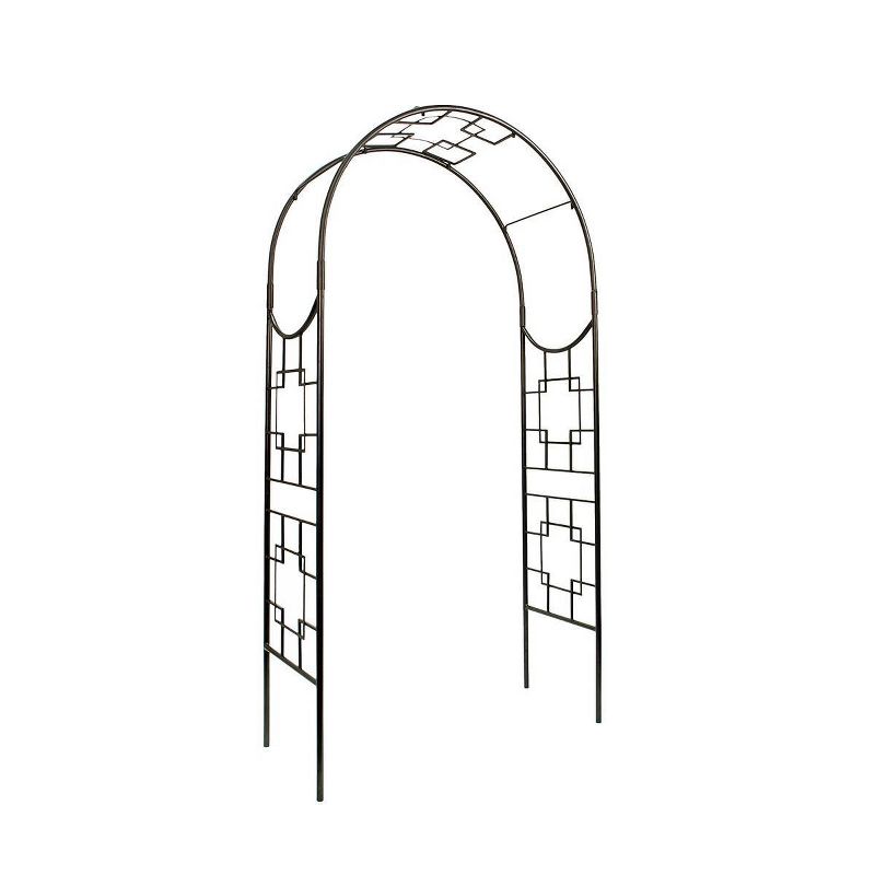 98" Tall Handcrafted Iron Square -On- Square Garden Arbor Graphite Powder Coat Finish - Achla Designs
