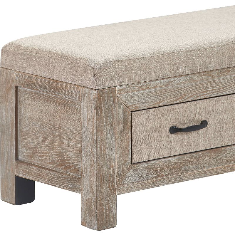 Cottage Upholstered Storage Bench Weathered Ash - ClickDecor