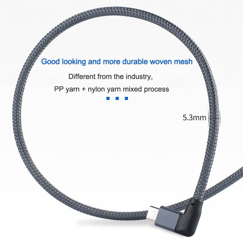 0.5m/1.64ft 1.0m/3.28ft 1.5m/4.92ft USB 3.2 Type C to Type C 90 Degree Cable USB C to USB-C Gen2 Nylon Wire 100W PD Fast Charging Data Cable 4K HD For Macbook Pro Air Samsung S20 Phone Charger Cord