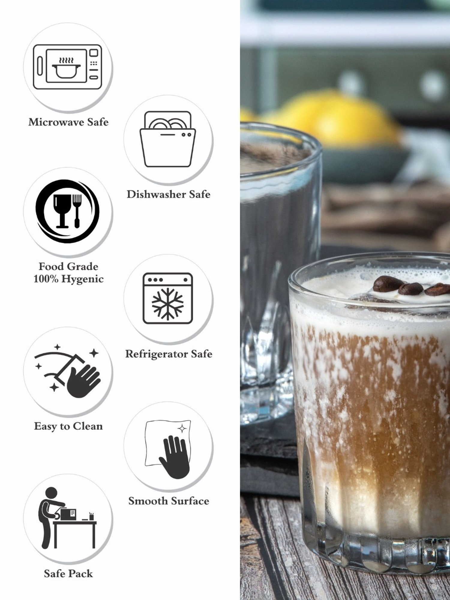 ROXX Transparent Glass Tumbler - Set of 6 (215ml)