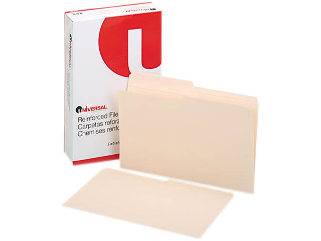 UNIVERSAL File Folders 1/2 Cut Two-Ply Top Tab Legal Manila 100/Box 16122