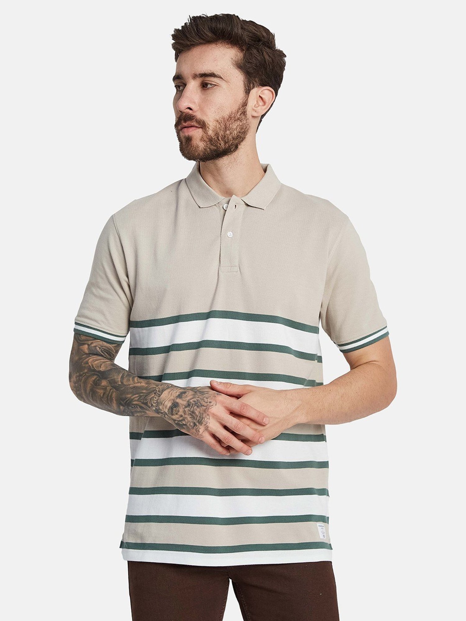 Octave Mastic Regular Fit Striped Polo T-Shirt