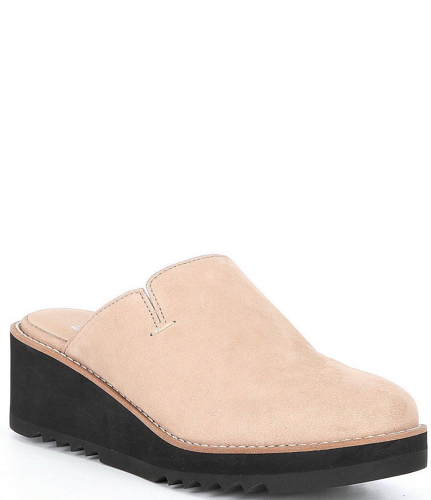 Eileen Fisher Leather Wedge Slide Mules