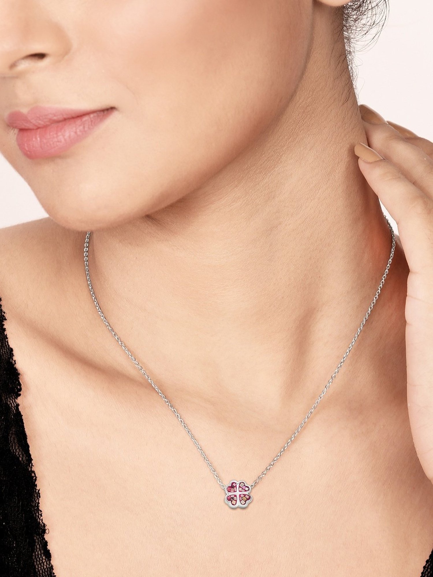 Silberry 92.5 Sterling Silver Cherry Blossom Pendant with Chain