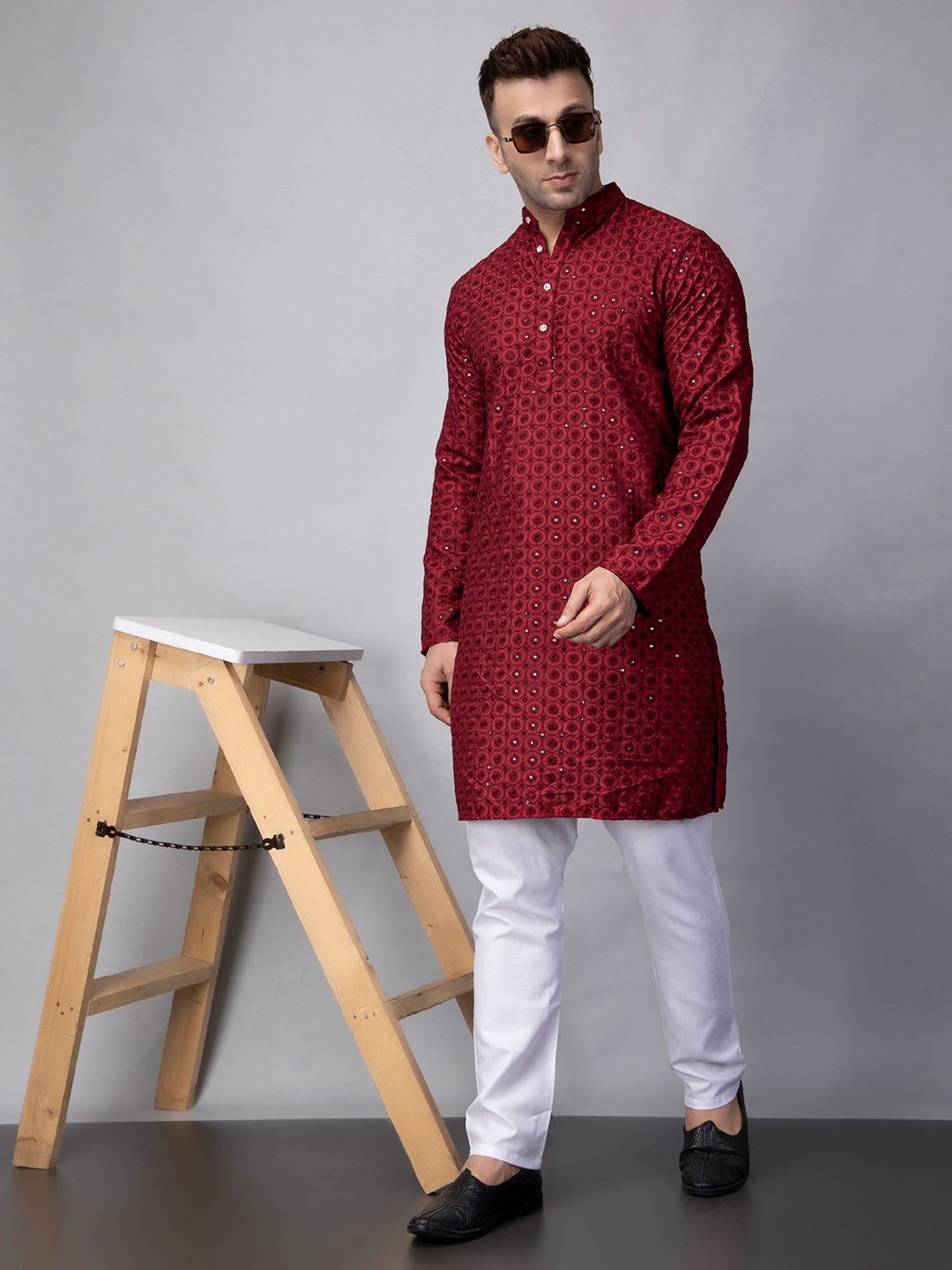 Sanwara Sea Green & White Cotton Regular Fit Chikankari Kurta Bottom Set