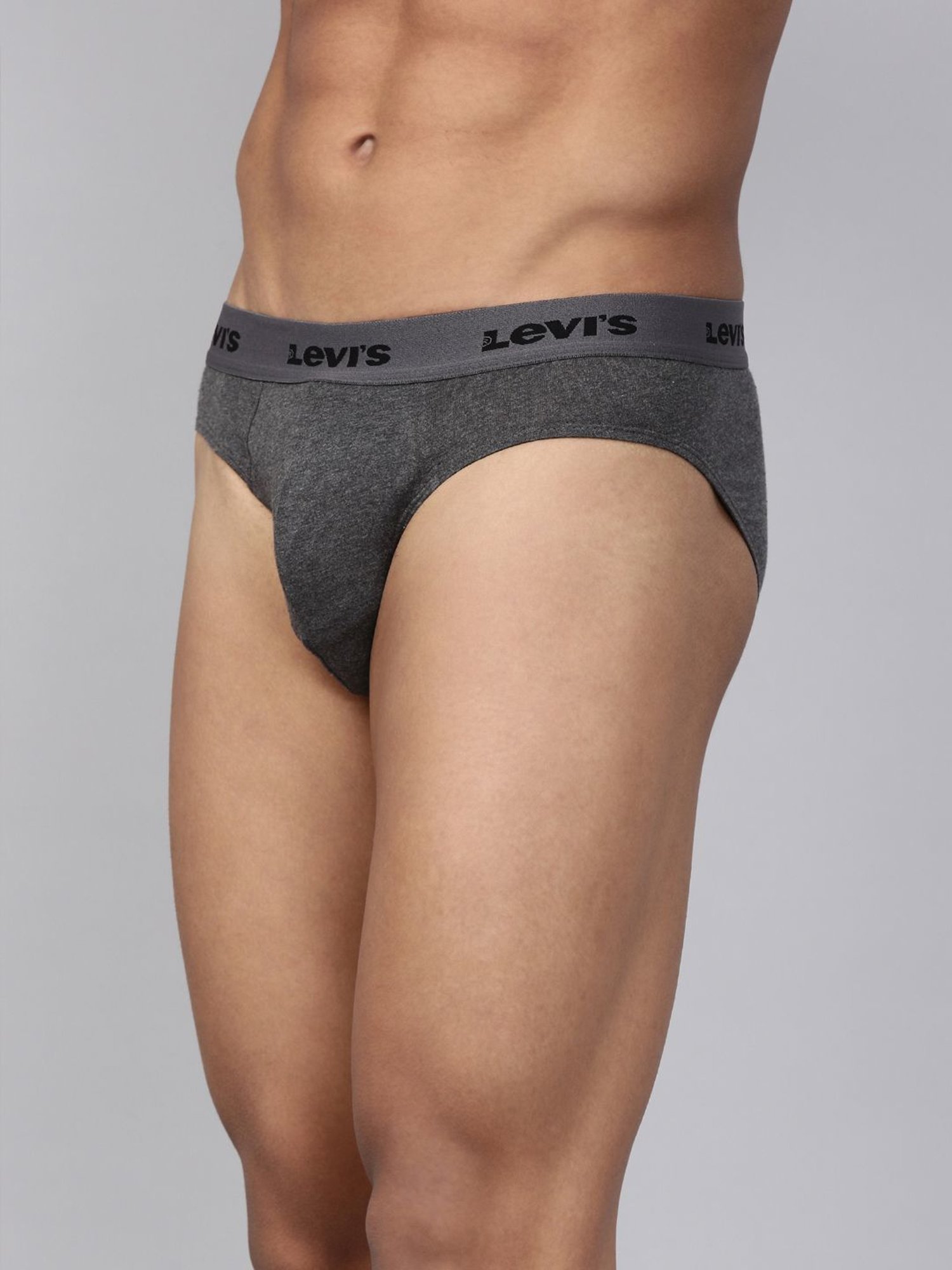 Levi's Grey Cotton Regular Fit Briefs - Pack Of 2