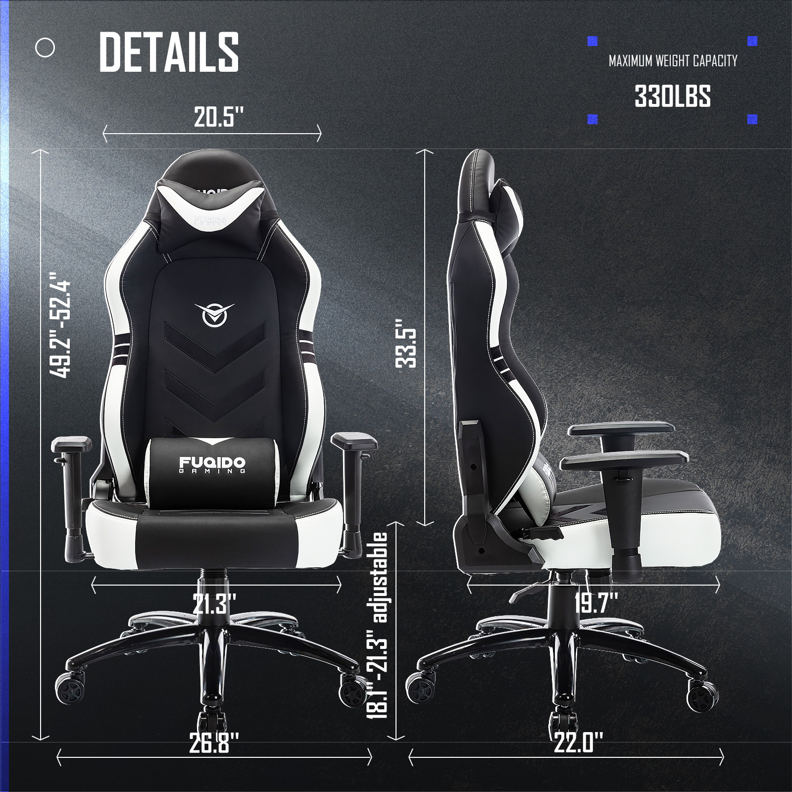 COLAMY Gaming Chair, Big & Tall Computer Chair Fluorescent Racing Style Desk Office Chair Wide Seat Height Adjustment Swivel Task Chair with Headrest and Lumbar Support(Black/Grey/Red/Blue/White/Pink)