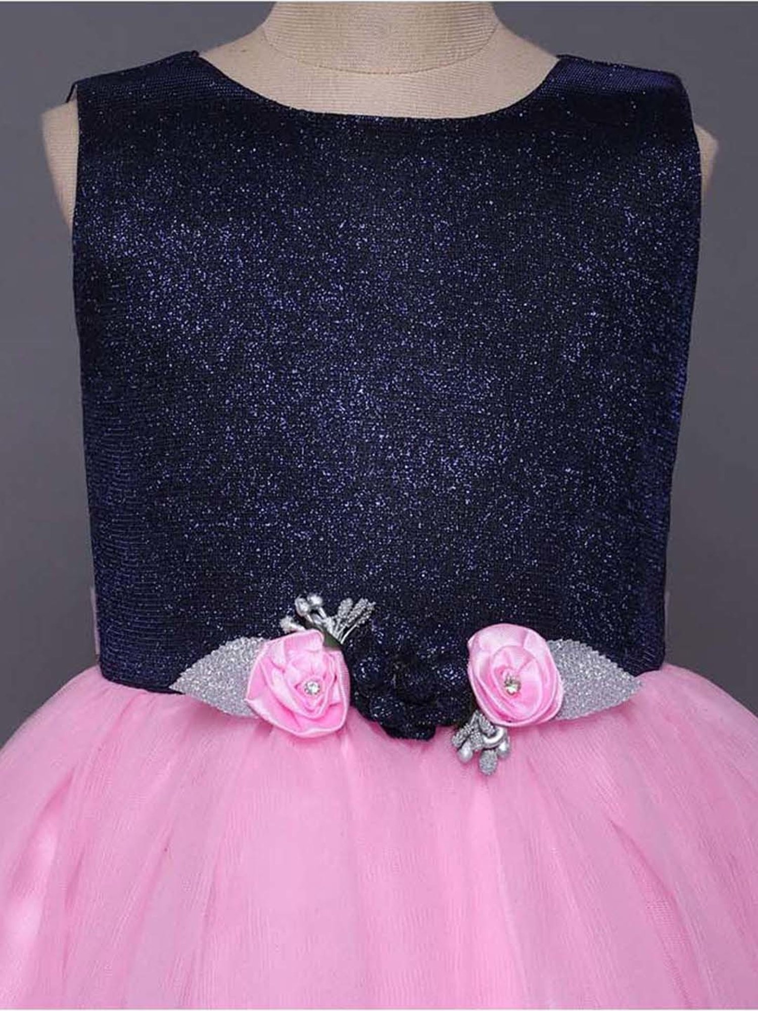 The Magic Wand Kids Navy & Pink Regular Fit Dress