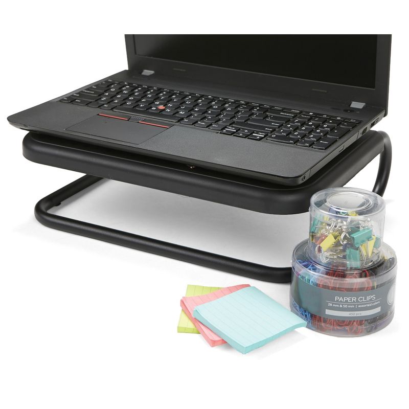 Mind Reader Metal Monitor Stand Riser, Holds 40lbs, 2 Pack, Black