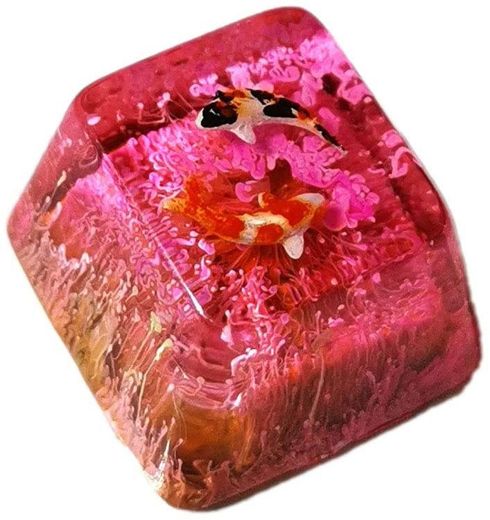 Resin Keycap OEM/R4 Height Suitable for MX Switch, Delicate Hand Engraved Resin Key Caps for Mechanical Keyboards (Red)