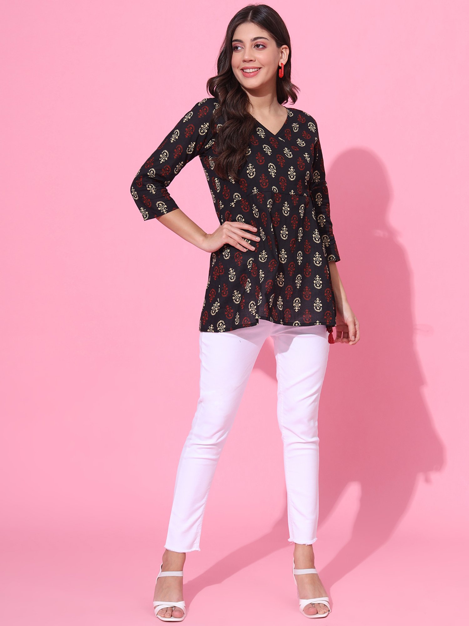 DECKEDUP Black Printed Tunic