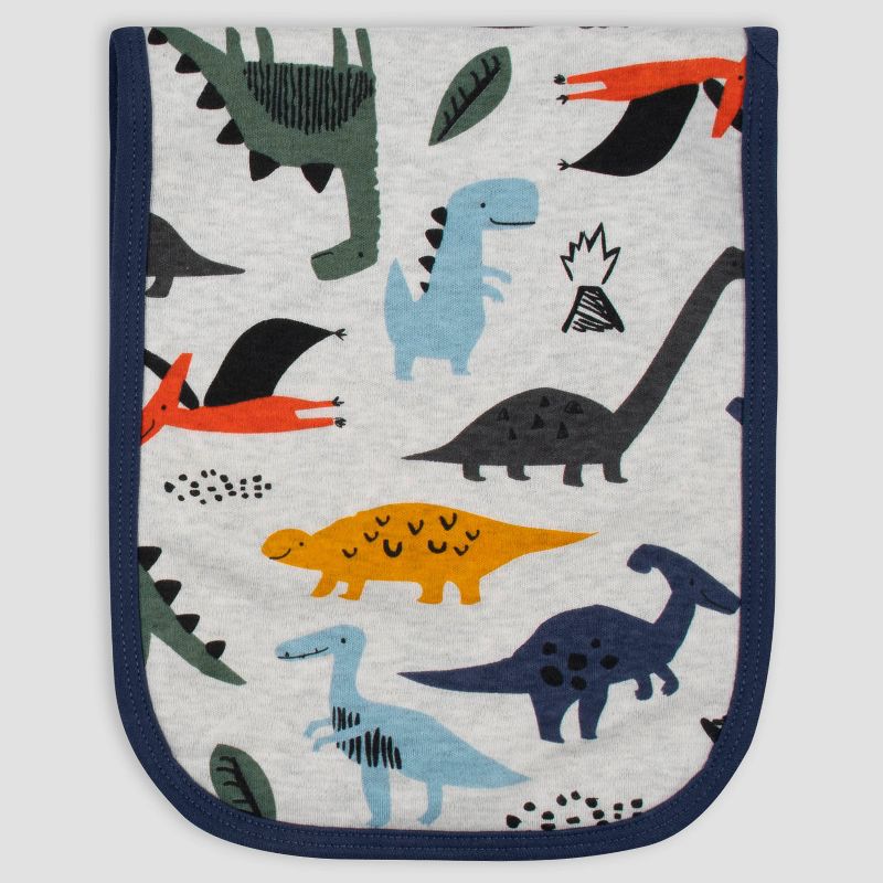 Gerber Baby Boys' 4pk Dino Interlock and Terry Burp Cloth Set - Gray