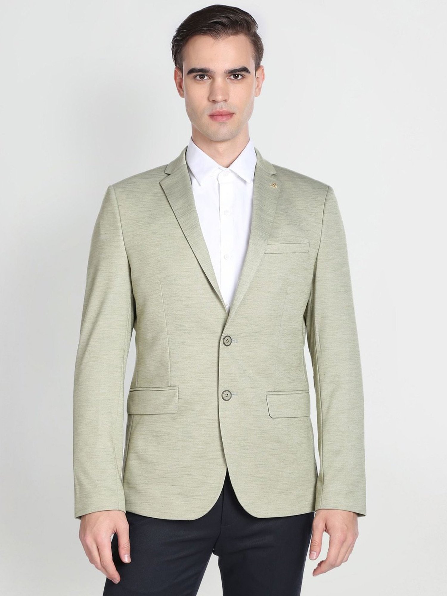Arrow Green Slim Fit Heathered Blazer