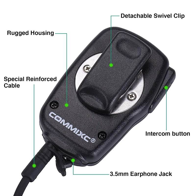 Walkie Talkie Speaker Mic 2Pin Shoulder Mic with External 35mm Earpiece Jack Compatible with Motorola TwoWay Radios