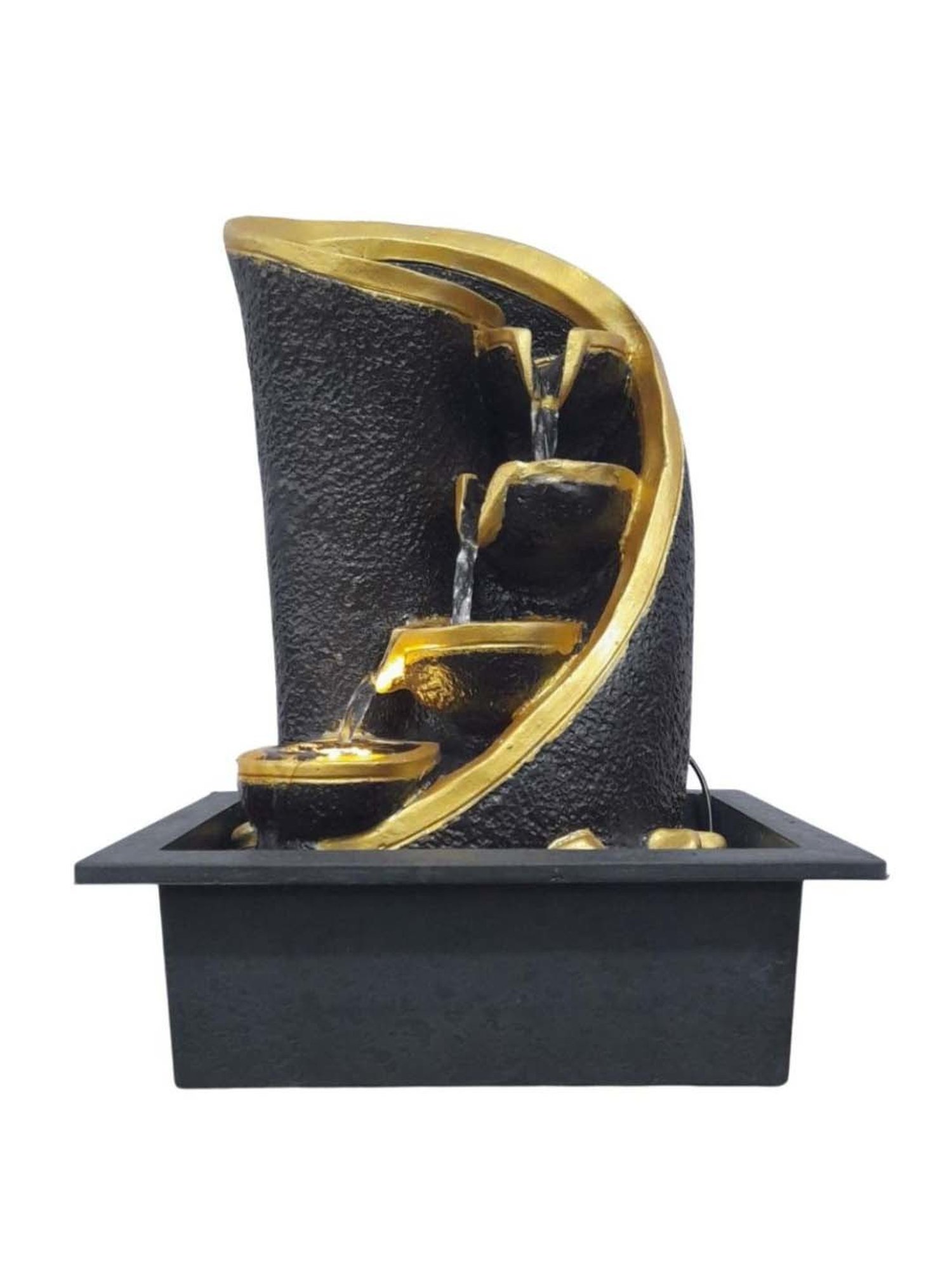 CHRONIKLE Black Polyresin Table Top 3 Steps Waterfall Fountain