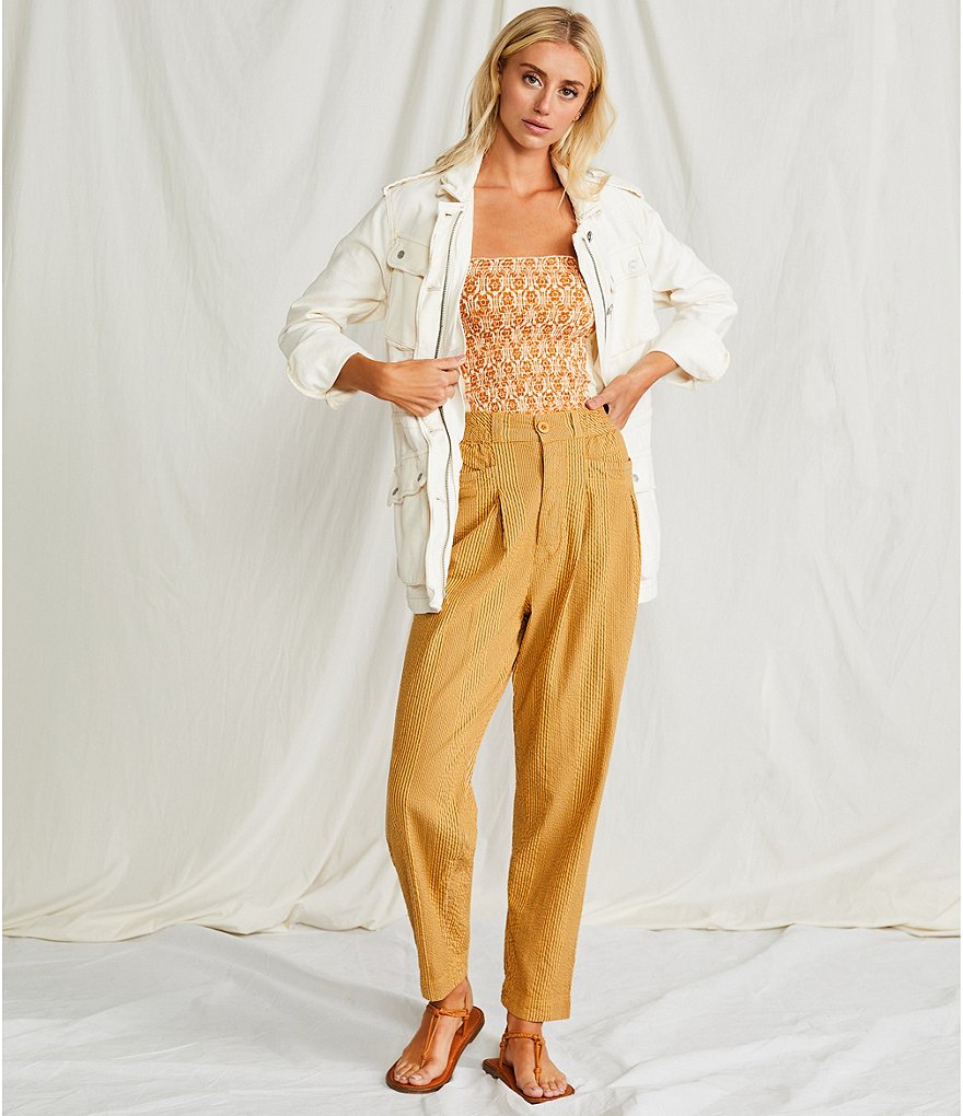 Free People In The Groove Geo Print Strapless Smocked Tube Top