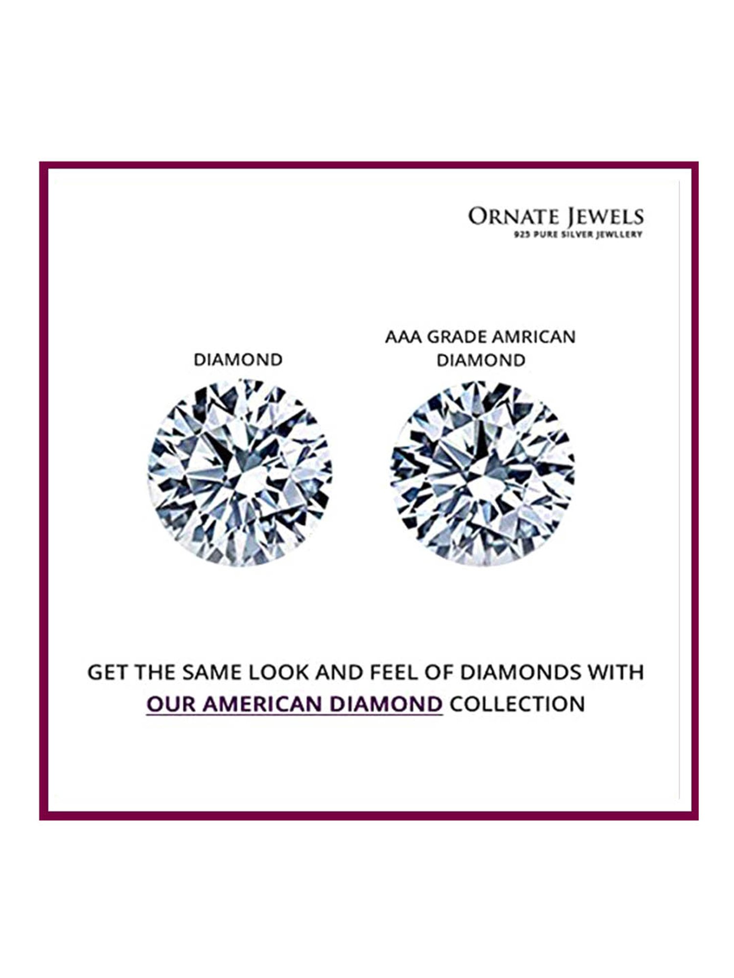 925 Silver Heart AAA Grade American Diamond Halo Studs Earrings for Women & Girls