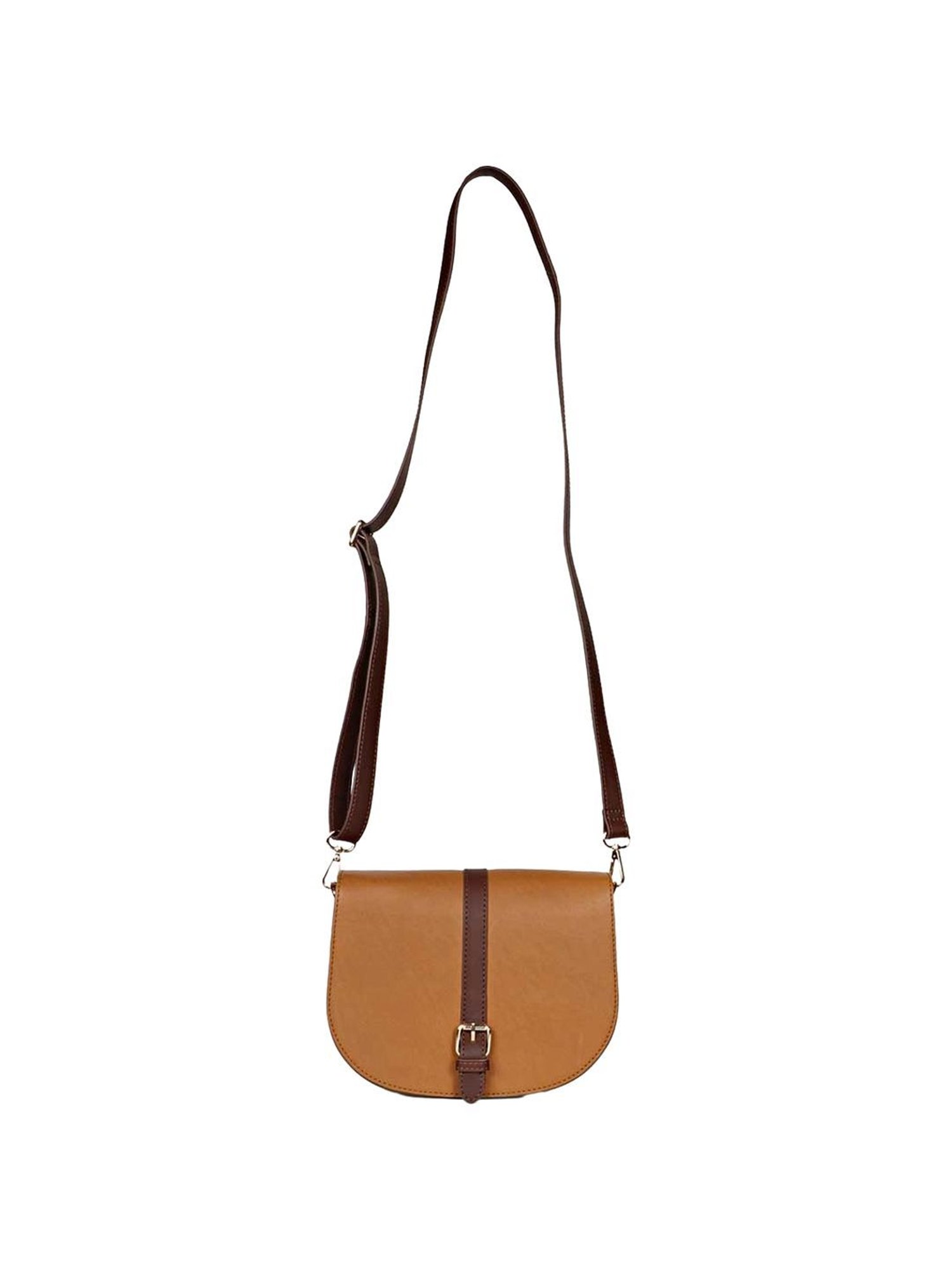 Saint G Tan Solid Medium Sling Handbag