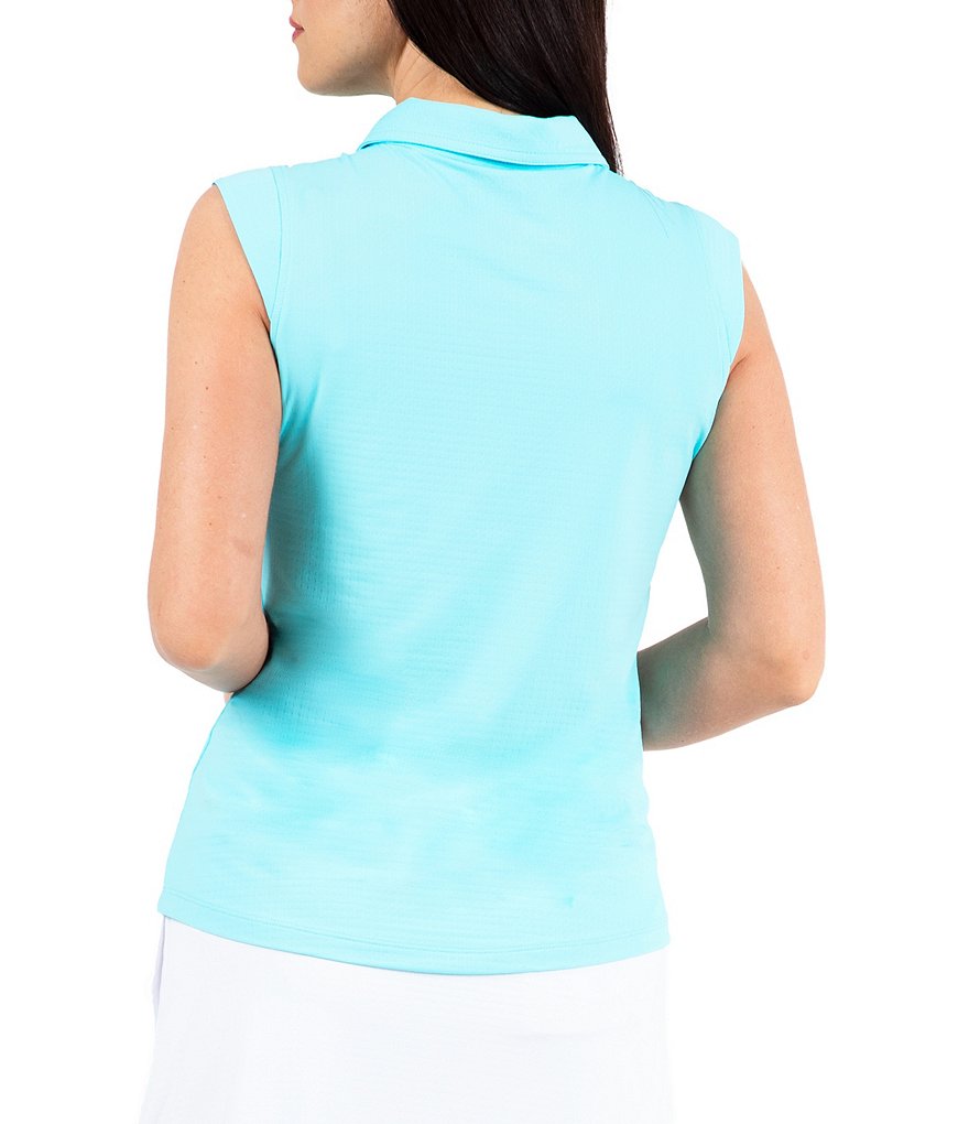 IBKUL Essential Solid Sleeveless Point Collar Polo Top