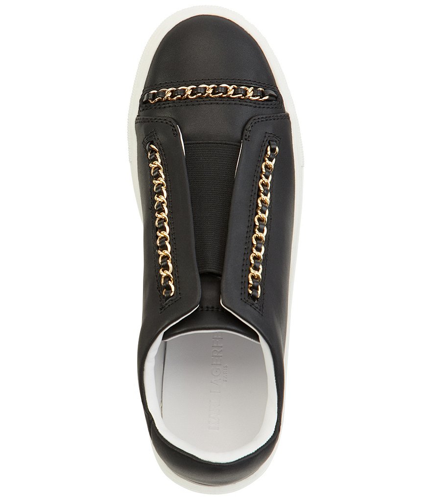 KARL LAGERFELD PARIS Crissie Leather Chain Detail Slip-On Sneakers