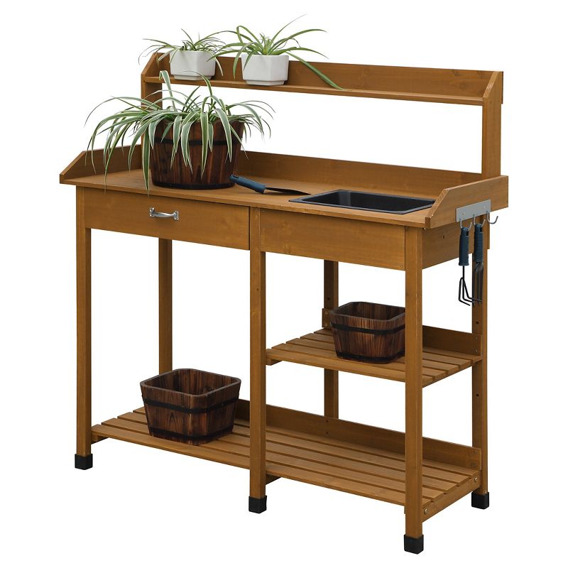 Galvanized Potting Bench Gray - Poly-Tex