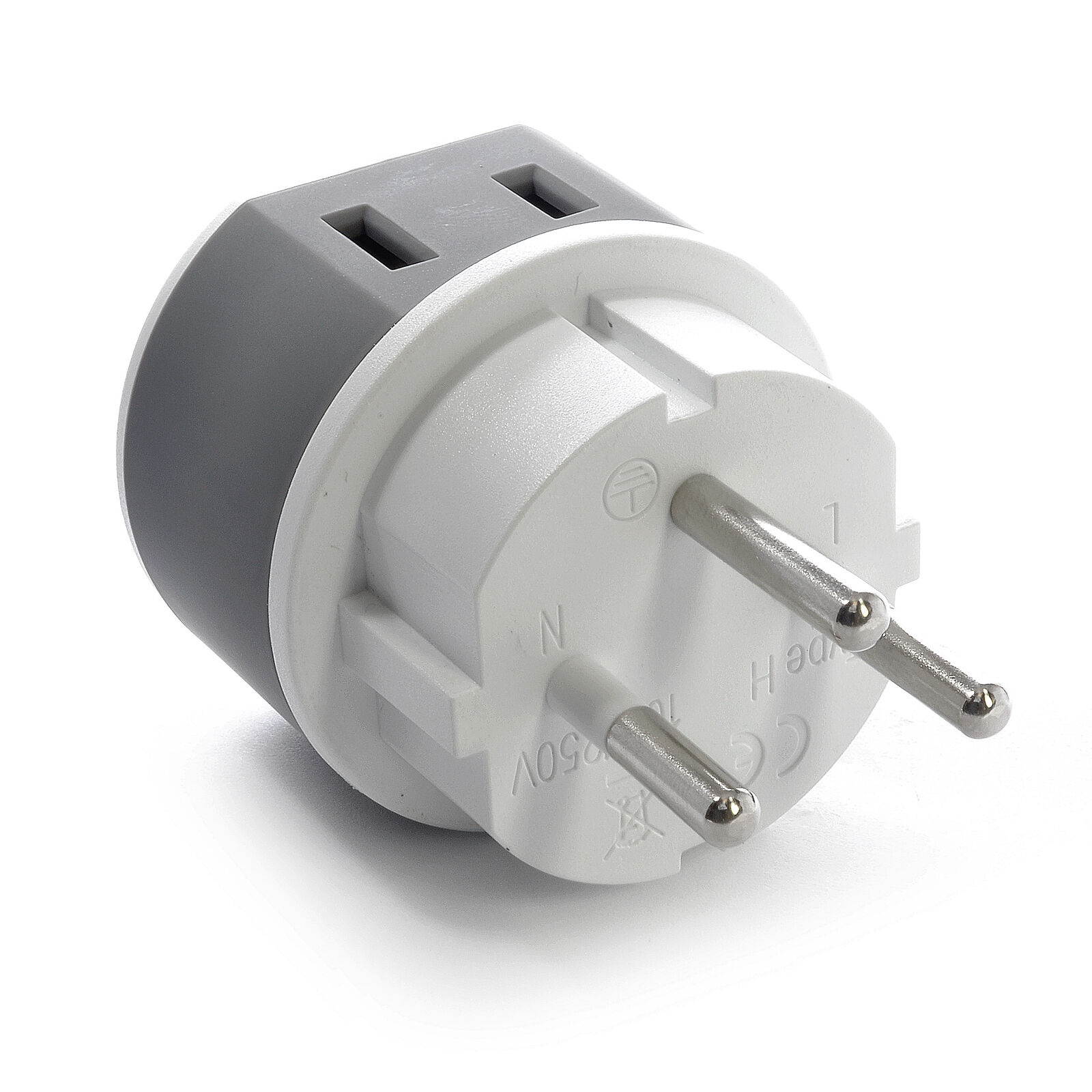 Israel, Palestine Power Plug Adapter by OREI with 2 USA Inputs - Travel 3 Pack - Type H (US-14) Safe Grounded Use with Cell Phones, Laptop, Camera Chargers, CPAP, and More
