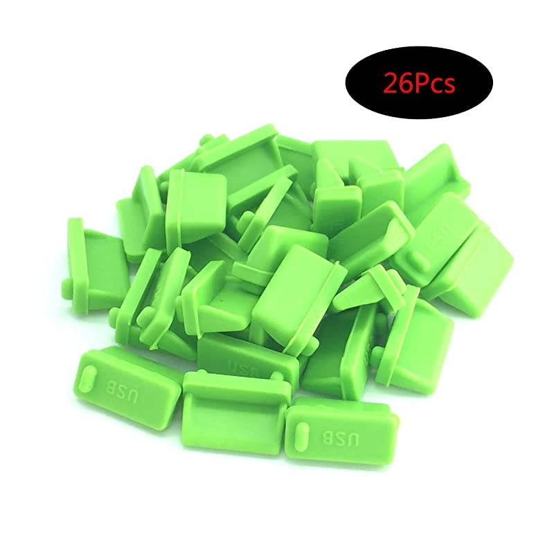 Rubber USB A Type Female Anti Dust Cover Protector Plugs Stopper Cover 26 Pcs Green