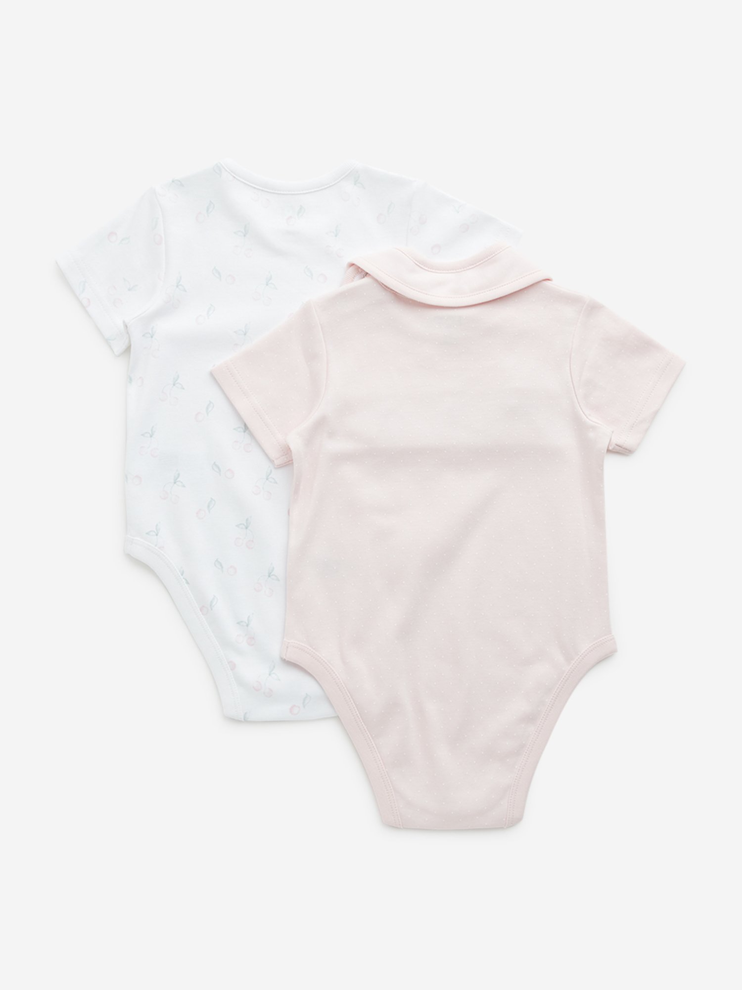 HOP Baby by Westside Pink Printed Cotton Rompers & Bib - Pack of 2