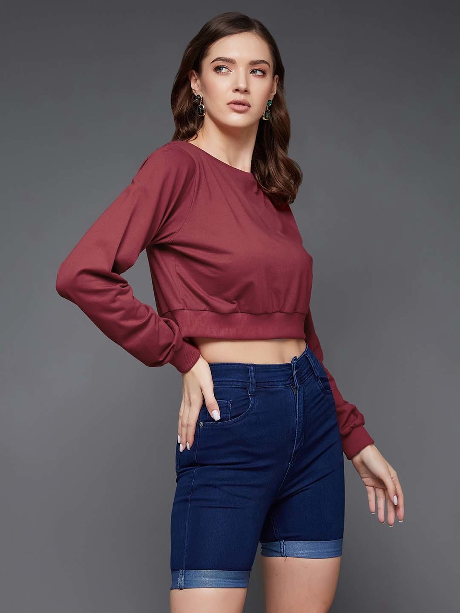 Miss Chase Maroon Crop Top