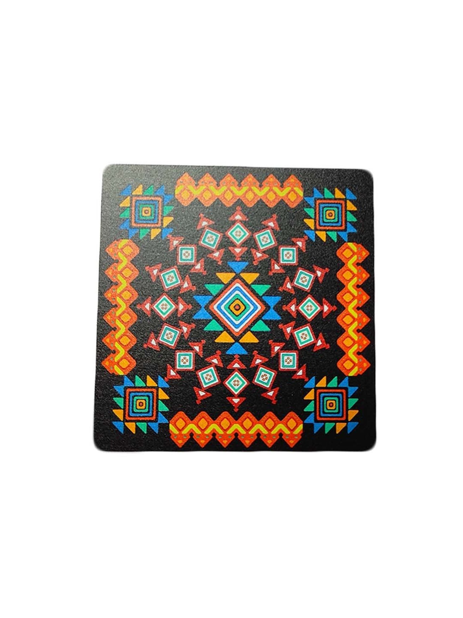 Crayton Black Wooden Geometric Printed Square Coasters - Set of 4