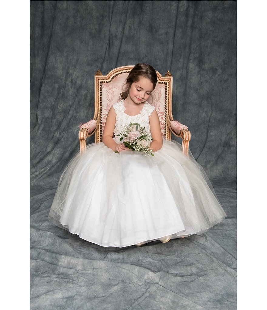 Badgley Mischka Little Girls 4-6X Floral/Tulle Fit & Flare Dress