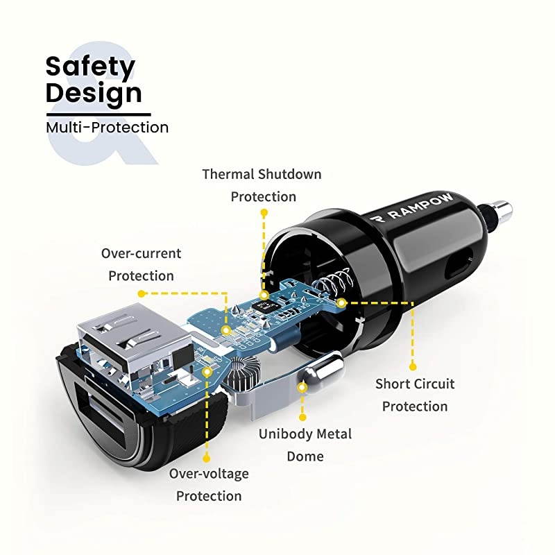 Car Charger,Mini 24W/12V 4.8A Dual USB Car Charger,Car Adapter with Blue LED for iPhone12/12 Pro/Pro Max/11/11 Pro/Pro Max/XR/XS/X,IPad Pro/Air 2/Mini,Samsung Galaxy S21/S20/S9/S8,XiaoMi